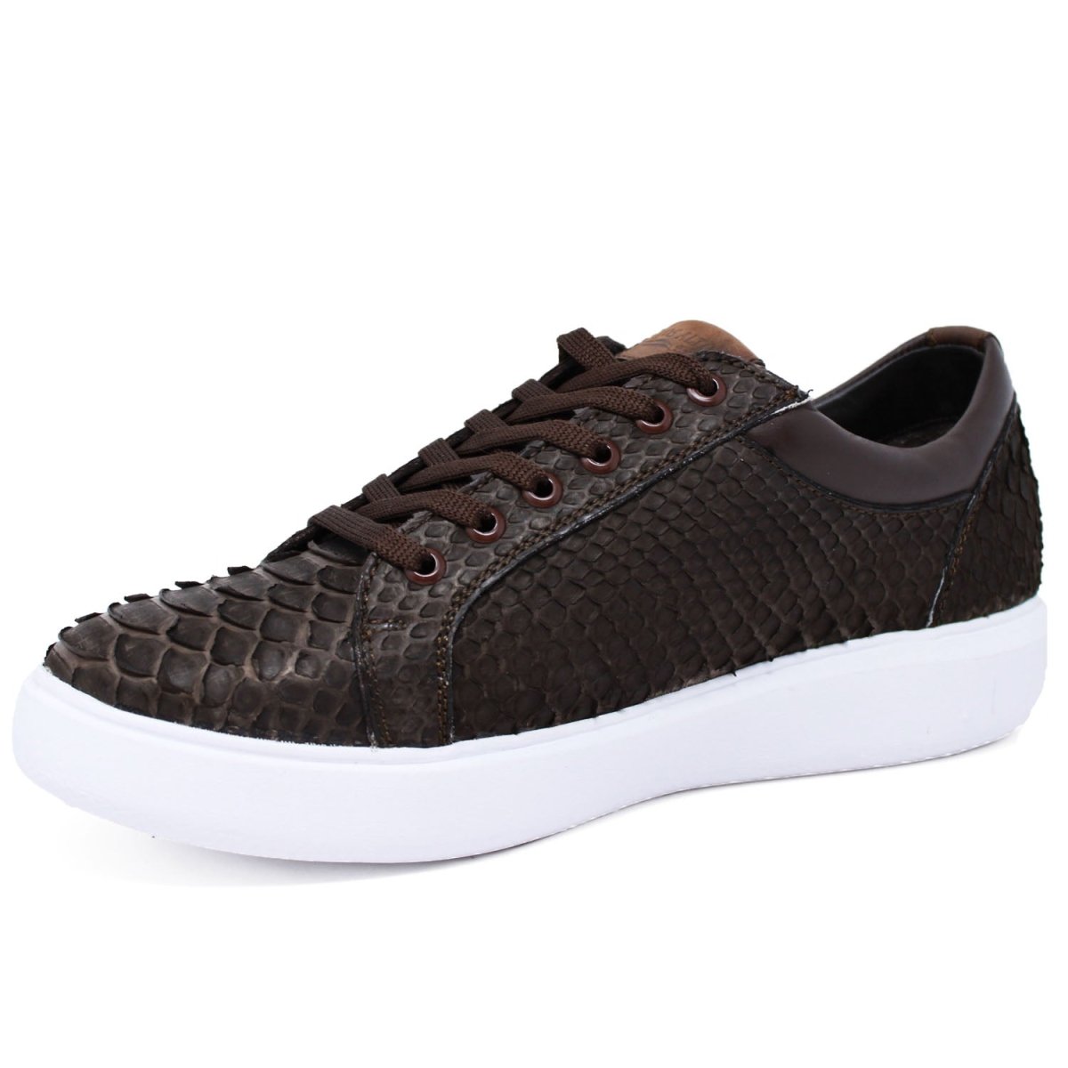 Men's Genuine Full Python Skin Sneakers - Brown