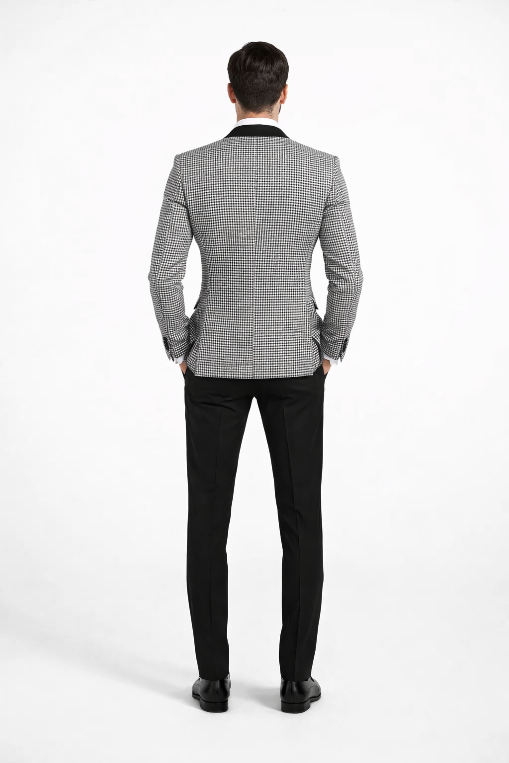 Mens Houndstooth Blazers Mens Two Button houndstooth checkered Designed Black ~ White Blazer