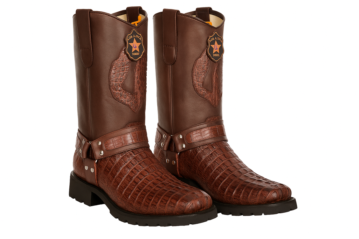 Men's Los Altos Caiman Tail Skin Biker Boots