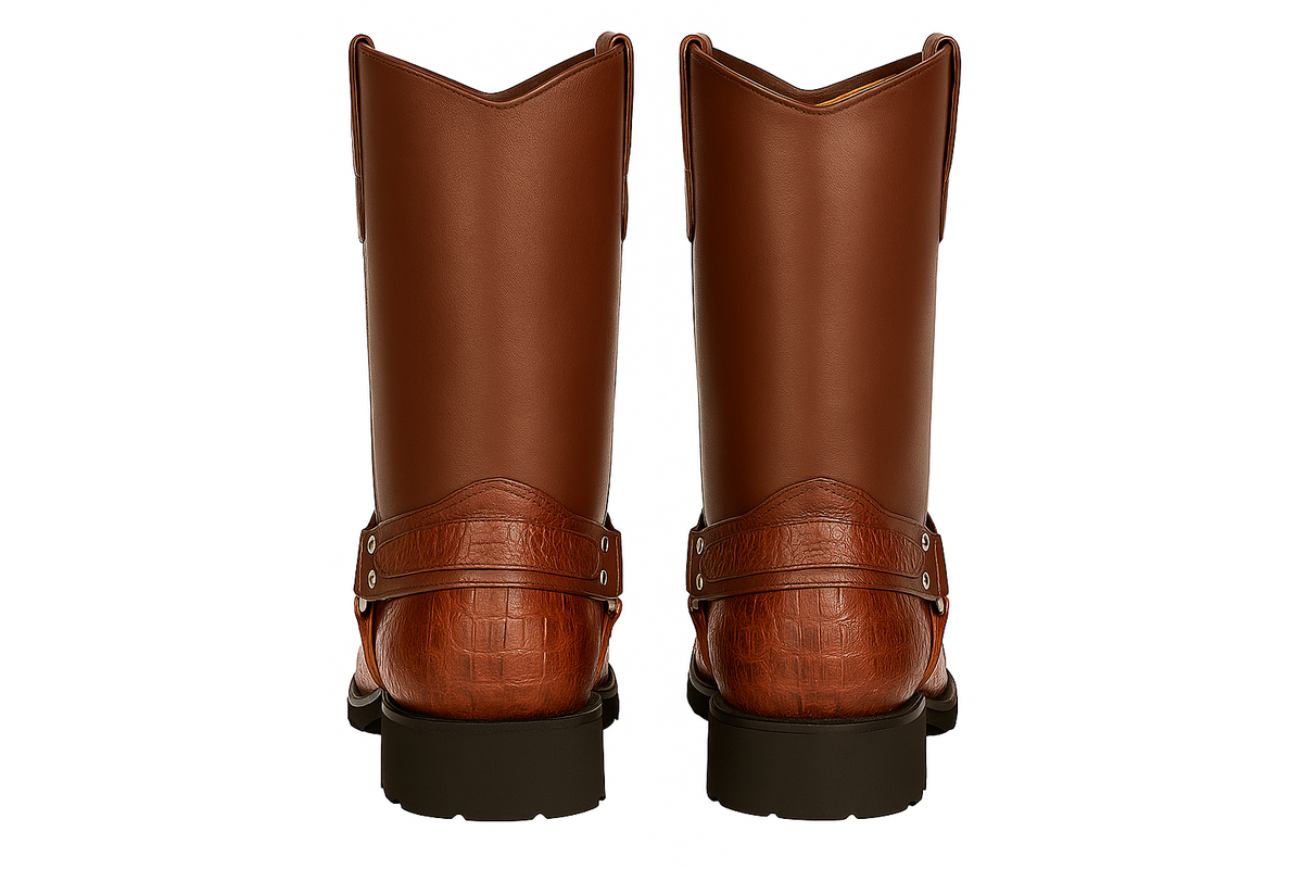 Men's Los Altos Caiman Tail Skin Biker Boots-New Designer Collection