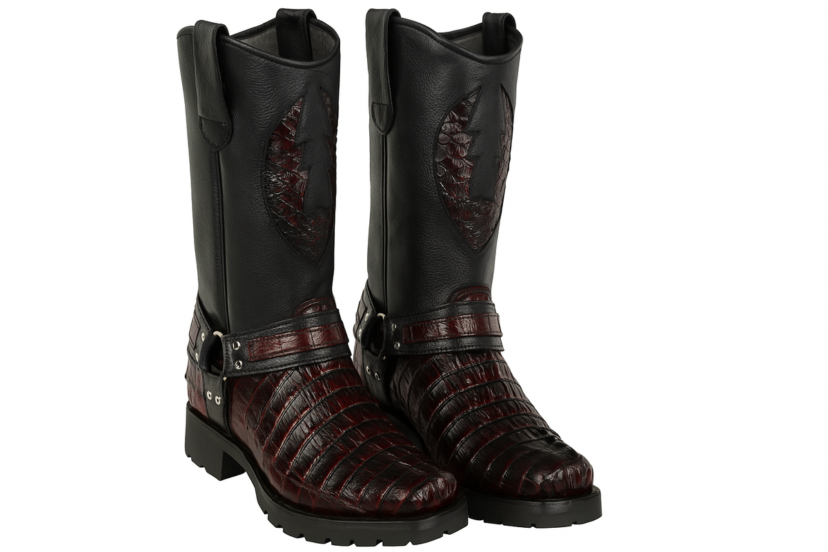 Men's Los Altos Caiman Tail Skin Biker Boots