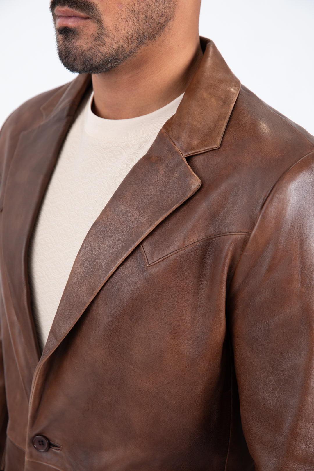 Mens Western Leather Jacket Brown - Vintage Cowboy Style