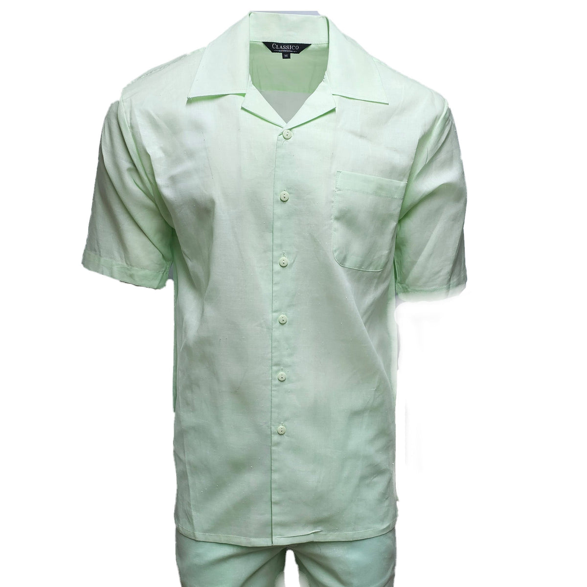 Mens Mint Linen Shirt and Pants Casual Outfit Set