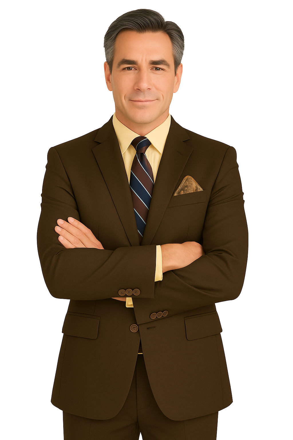 Slim Fit 2 Piece Suit Stretch Fabric Suit with Adjustable Waistband in Brown