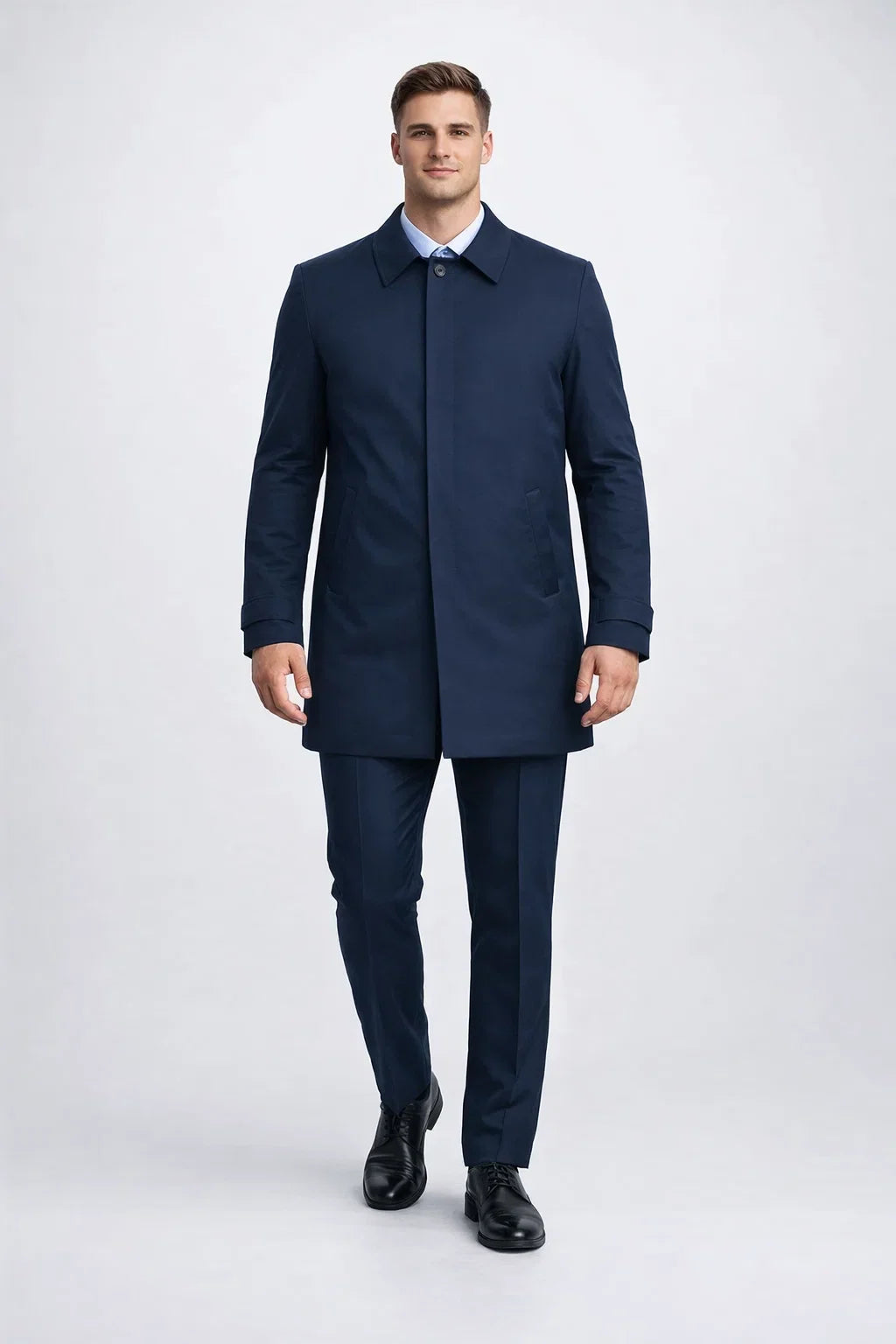 Nylon Raincoat with Removable Liner - Navy Blue-New Designer Collection