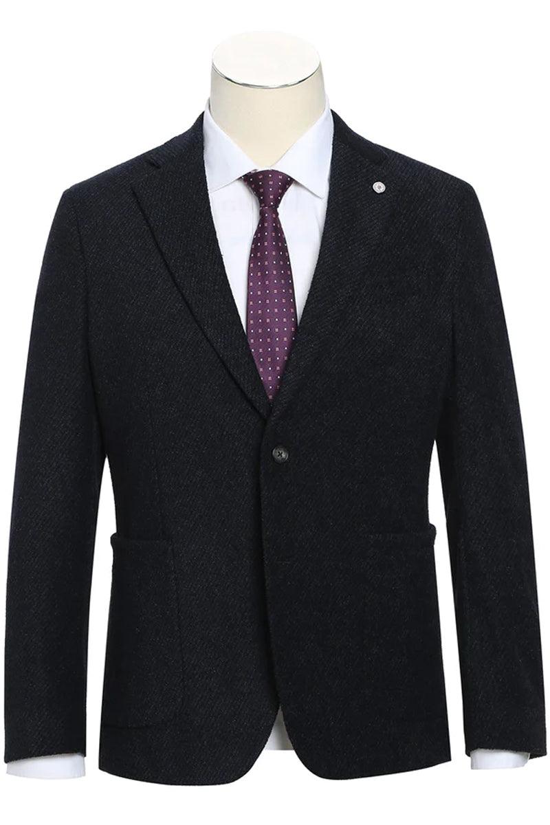 "Pelago Men's Slim Fit Blazer: Cool Cotton with Half Canvas & Patch Pockets"