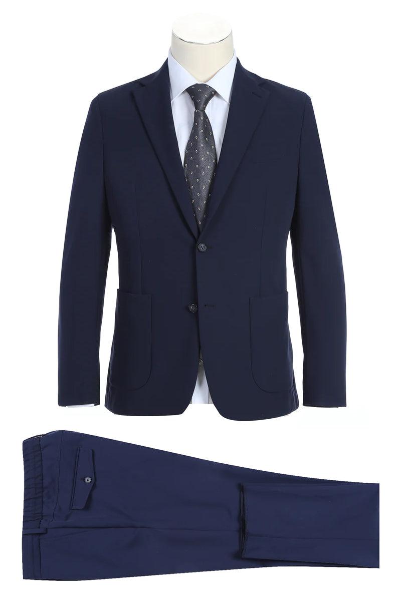 Pelago Mens Slim-Fit Navy Unconstructed Travel Suit