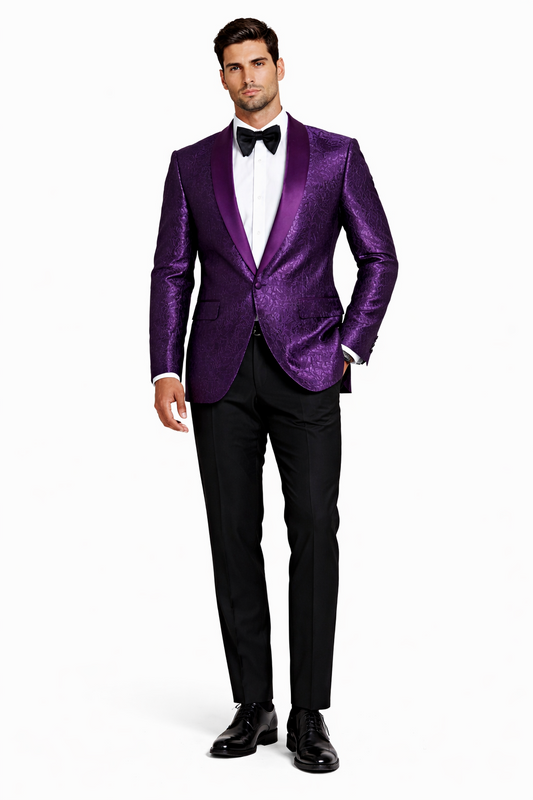 Purple Paisley Tuxedo Jacket Slim Fit