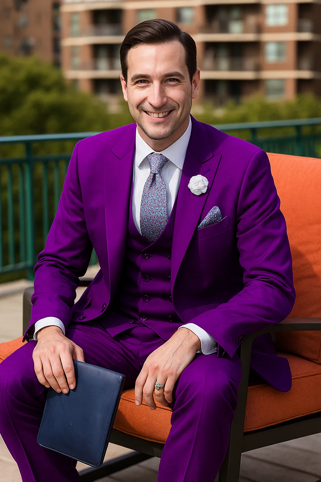 Stylish Purple Suit for Men â€“ Double Breasted vest, 2-Button, Peak Lapel