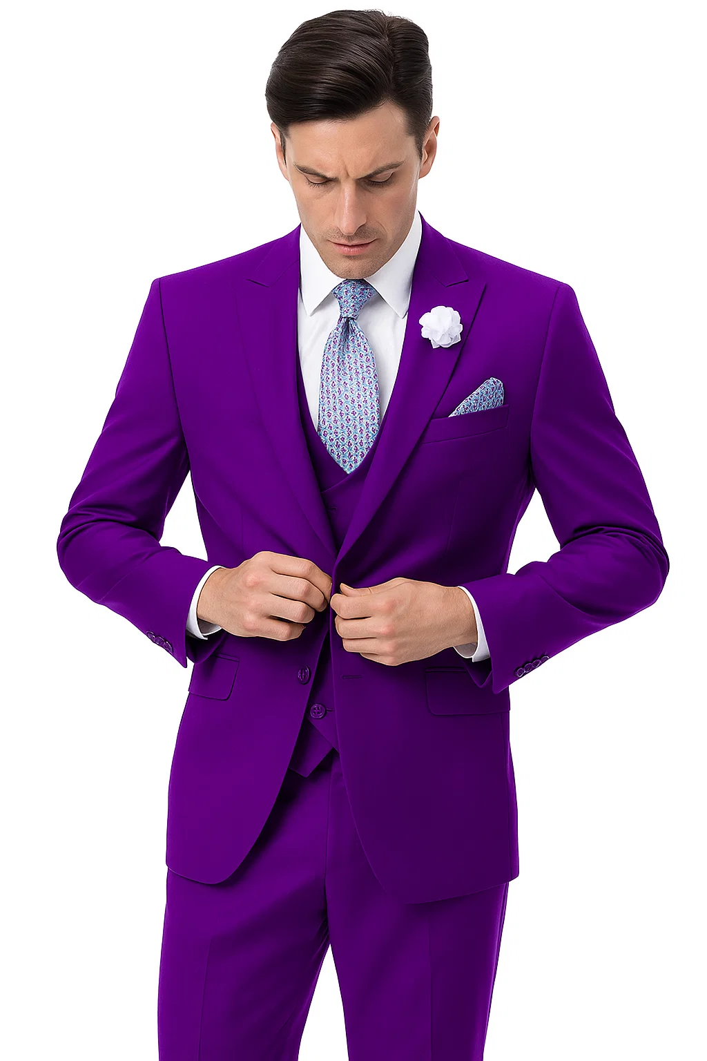 Stylish Purple Suit for Men â€“ Double Breasted vest, 2-Button, Peak Lapel