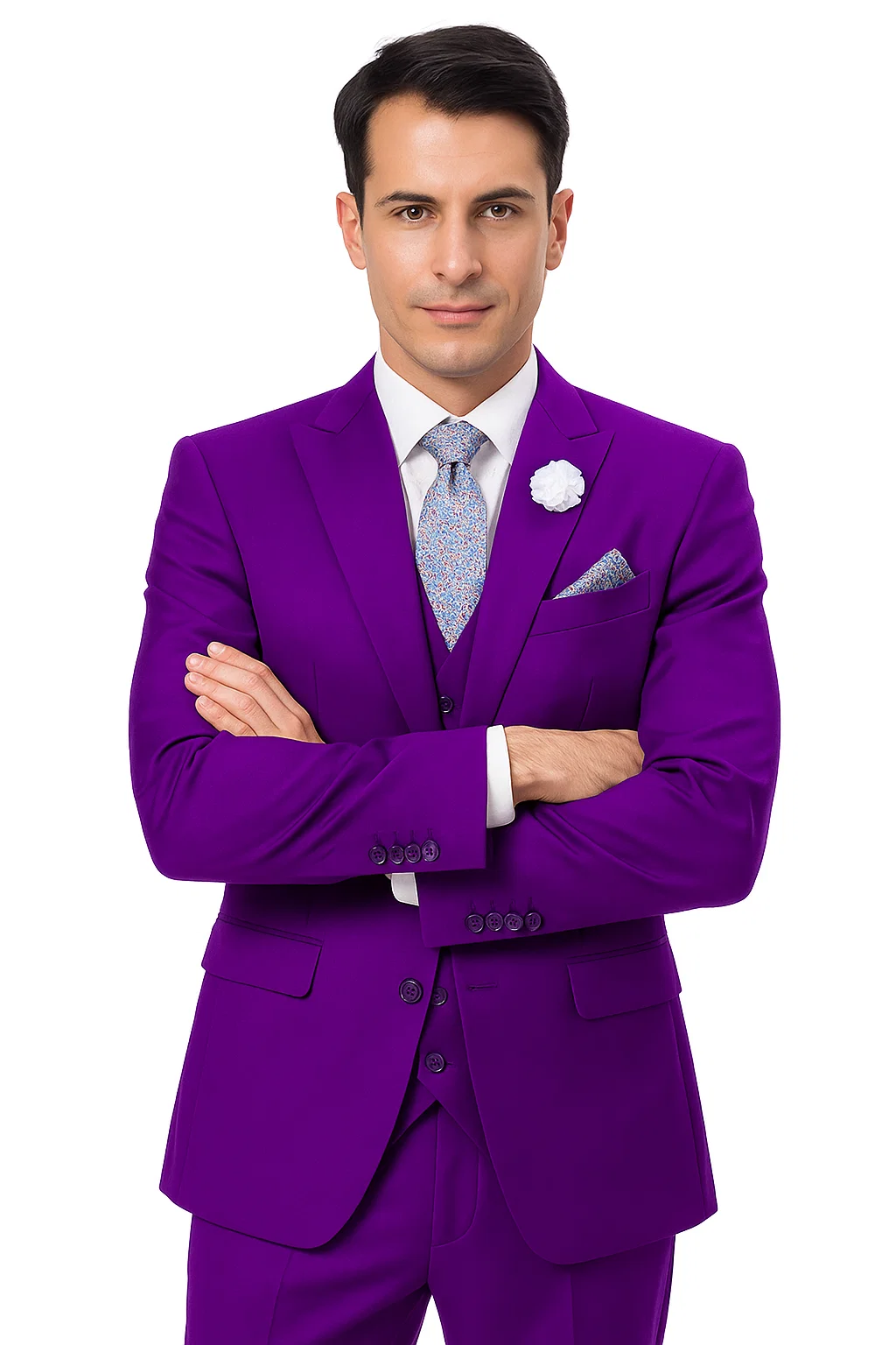 Stylish Purple Suit for Men â€“ Double Breasted vest, 2-Button, Peak Lapel
