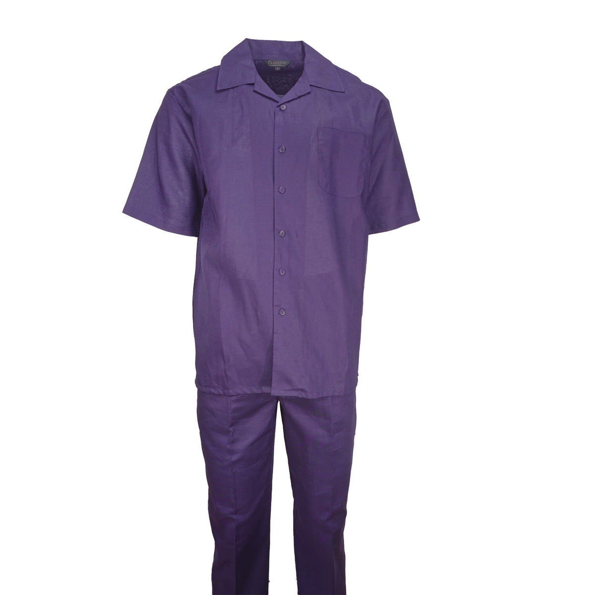 Mens Purple Linen Shirt and Pants Casual Outfit Set