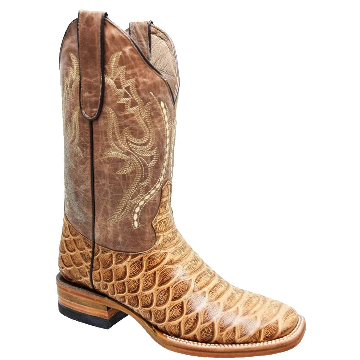 Mens White Diamond Boot Python Print Cowboy Boots Square Toe