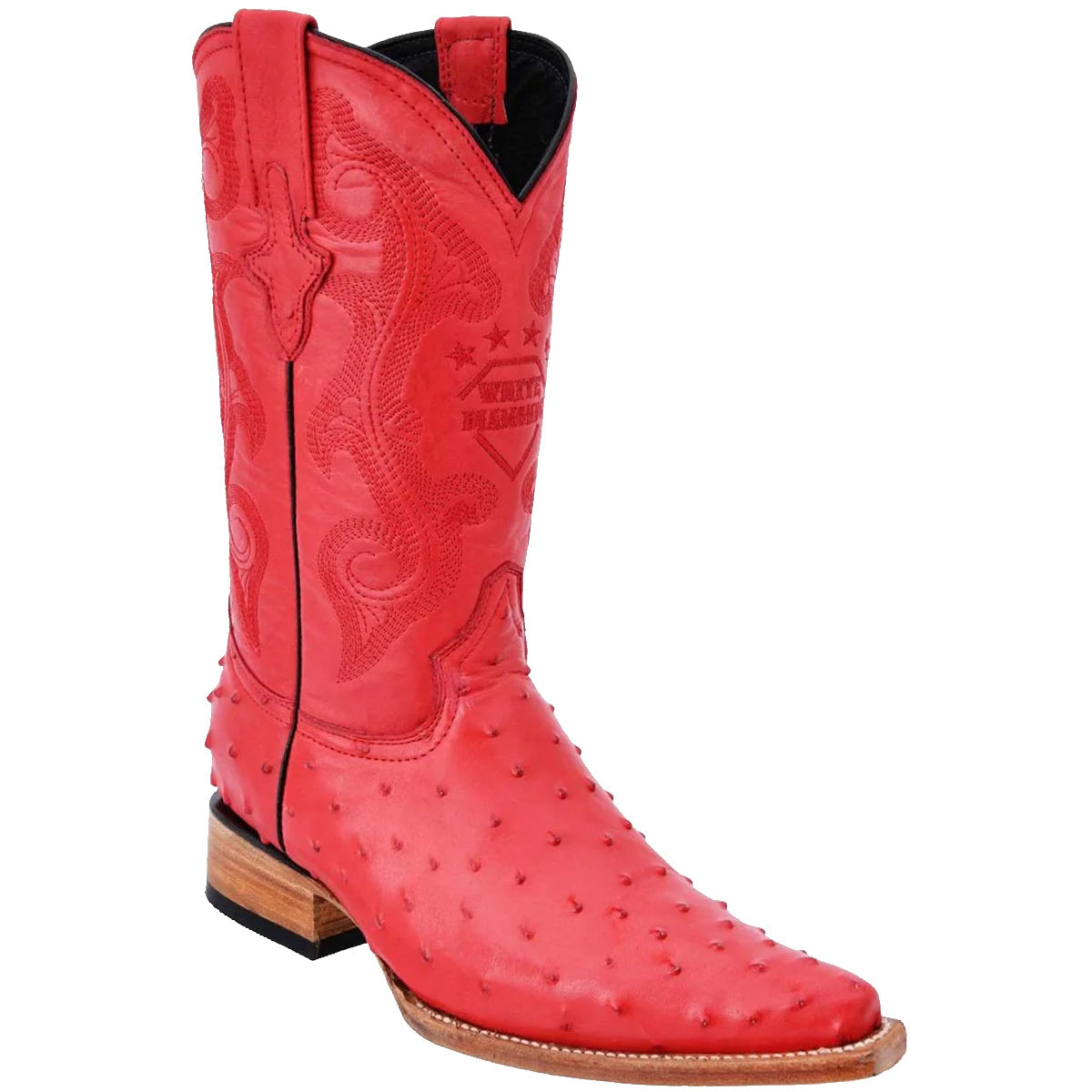 Mens White Diamond Boot Red Ostrich Print Boots Pointy Toe Pointed Toe