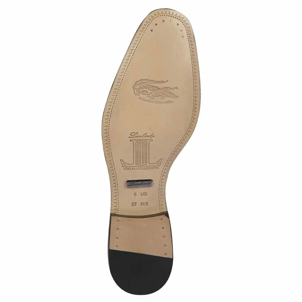 Mens Executive Black Slip-On Shoes Genuine Crocodile & Calfskin Leather