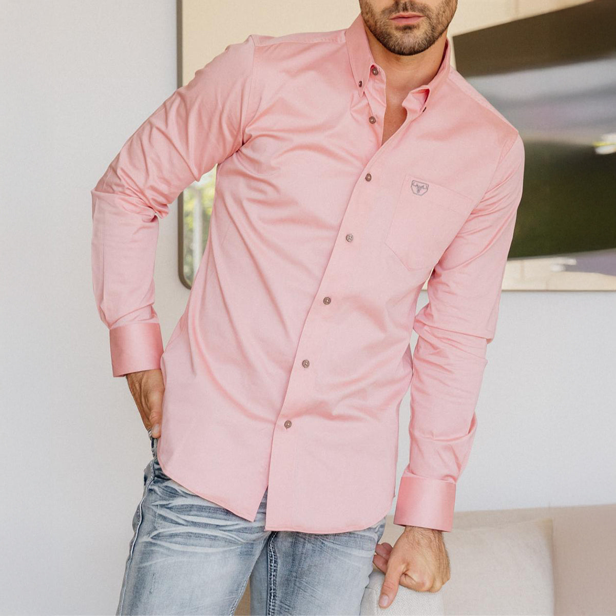 Mens Single Pocket Modern Fit Shirts