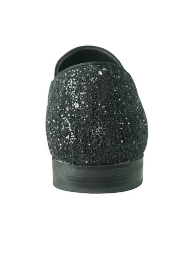 "Black Sequin Prom 2026 Tuxedo Loafer - Modern Men's Glitter Footwear"