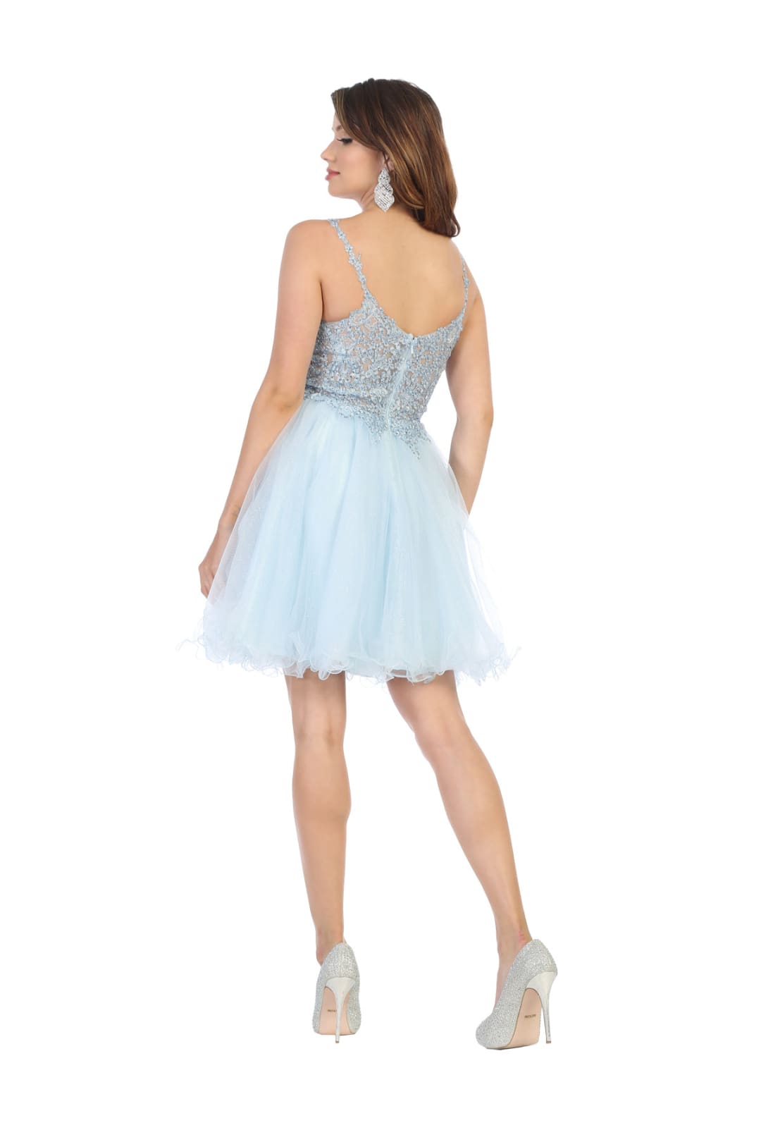 Quince Dama Dresses - Short Quinceanera Dresses in Color Baby Blue
