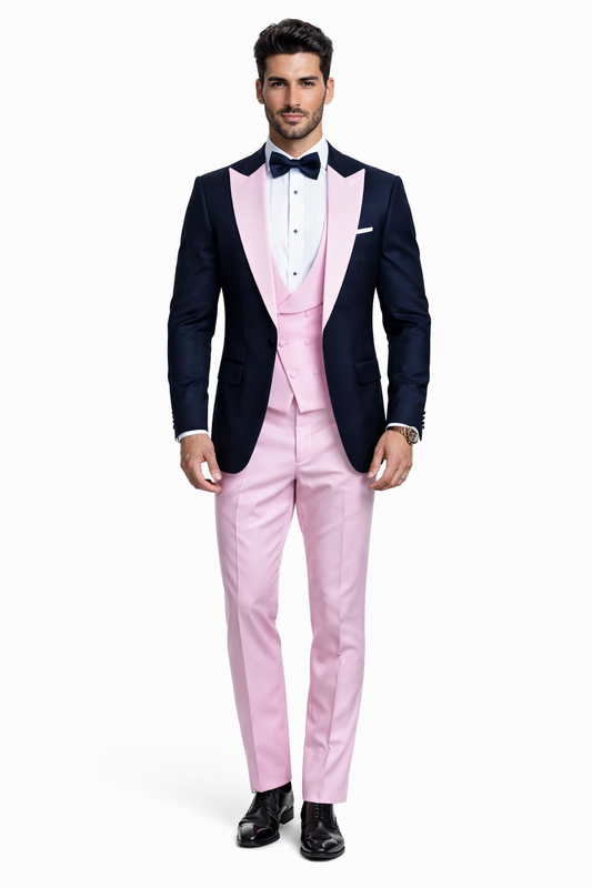 Statement Mens Fashon Tuxedo Pink 3 Piece Designer Tux