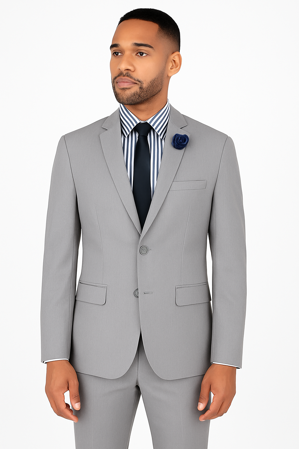 Ultra Slim Fit 2 Piece Suit Stretch Fabric in Solid Gray