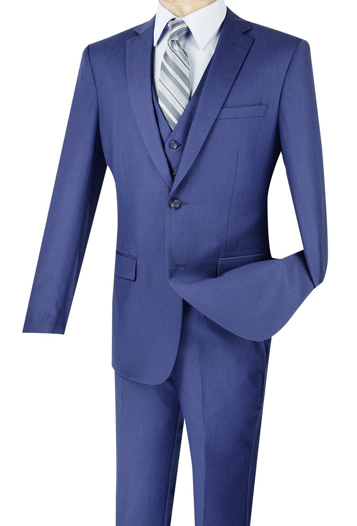 Indigo Slim Fit Business Men's Suit 3 Piece 2 Button