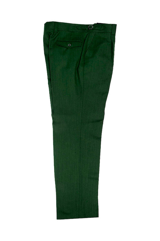 Tiglio Luxe Dark Green Semi-Wide Leg Wool Marbella Dress Pants TL8192