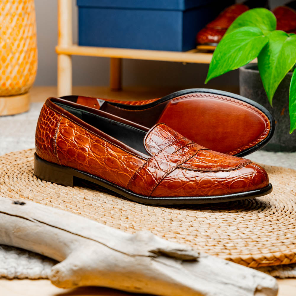 Zelli Tuscany Crocodile Slip-On Cognac (11-119-CGN)