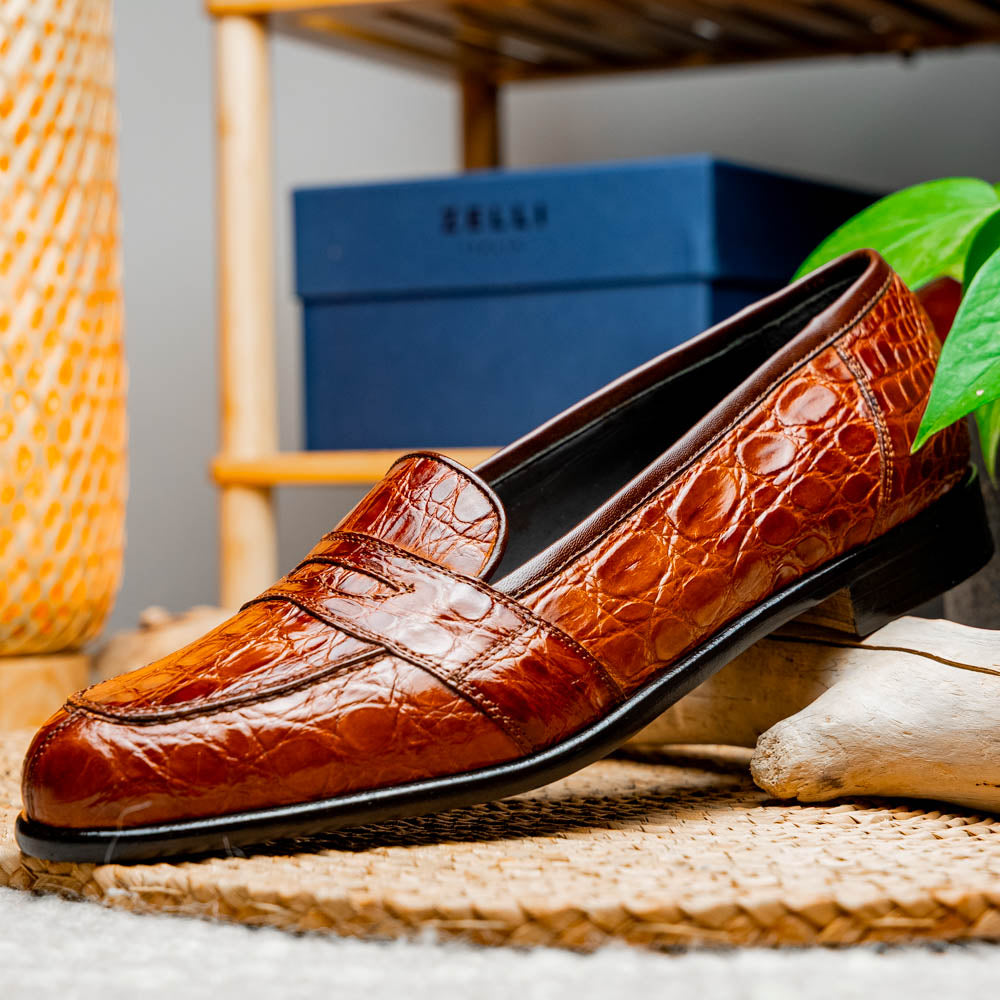 Zelli Tuscany Crocodile Slip-On Cognac (11-119-CGN)
