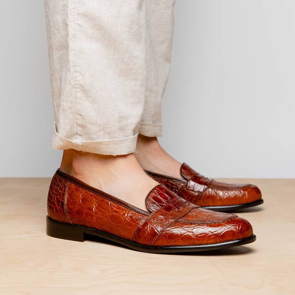 Zelli Tuscany Crocodile Slip-On Cognac (11-119-CGN)