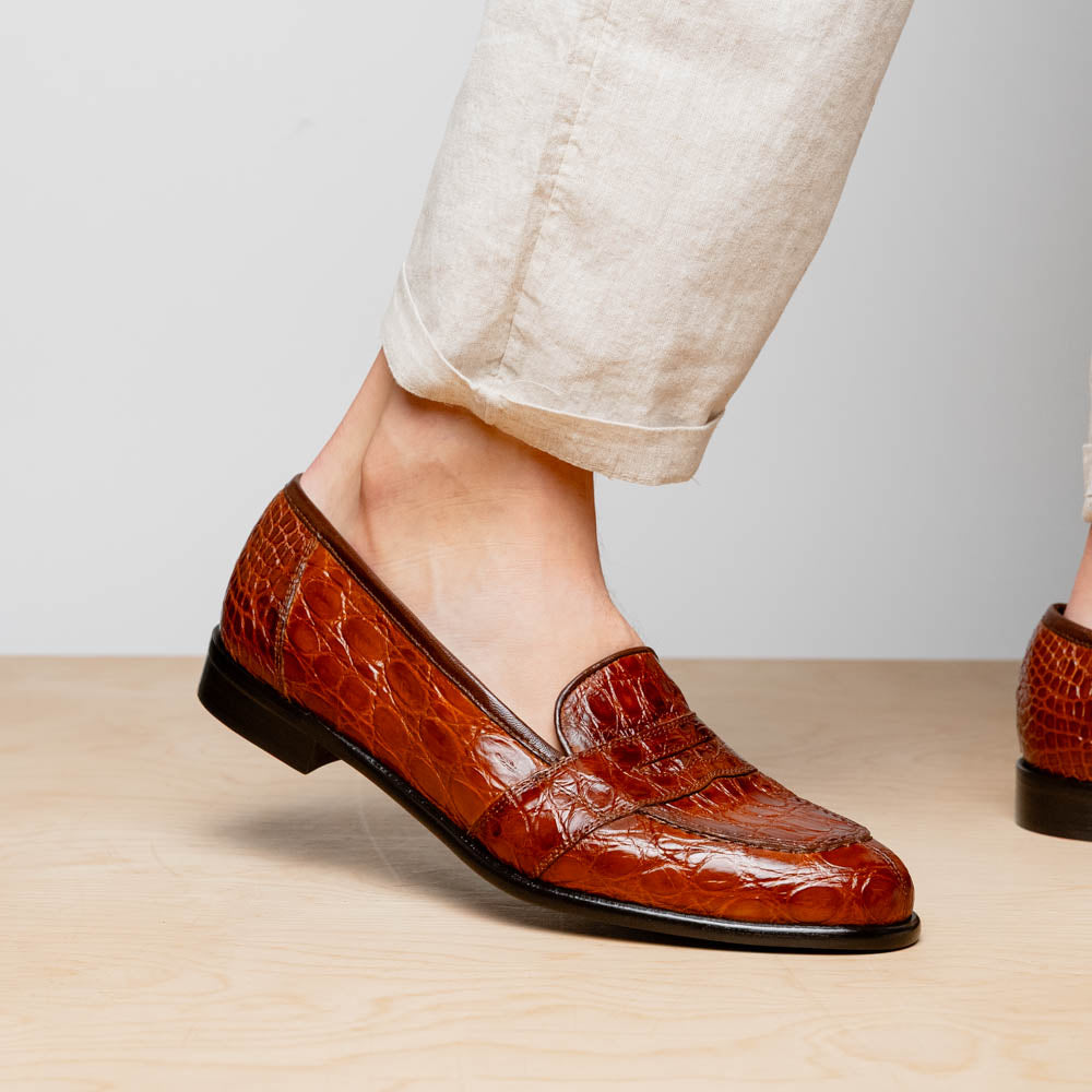 Zelli Tuscany Crocodile Slip-On Cognac (11-119-CGN)