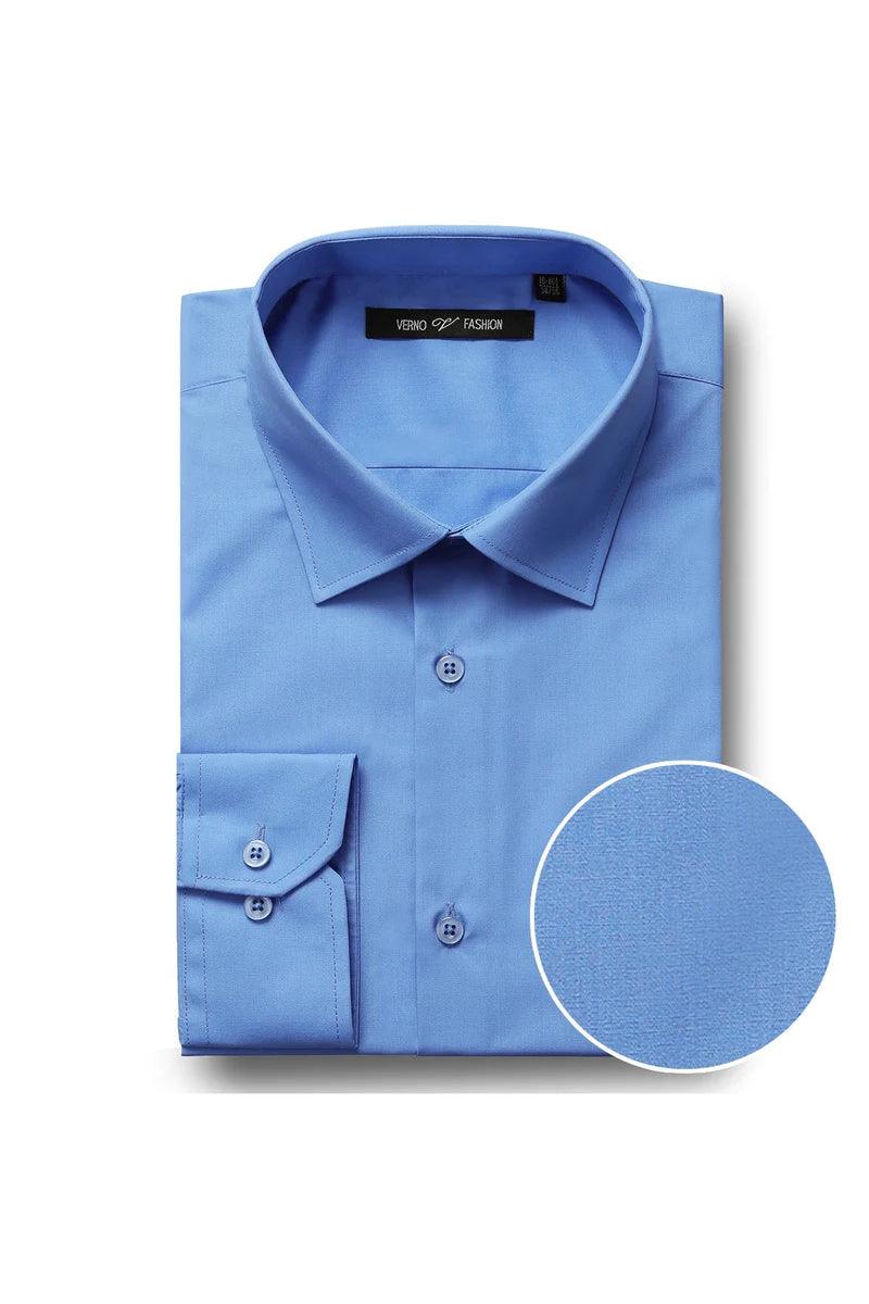 "Azure Elegance: Prom and Wedding-Ready Dress Shirt with Classic Spread Collar"