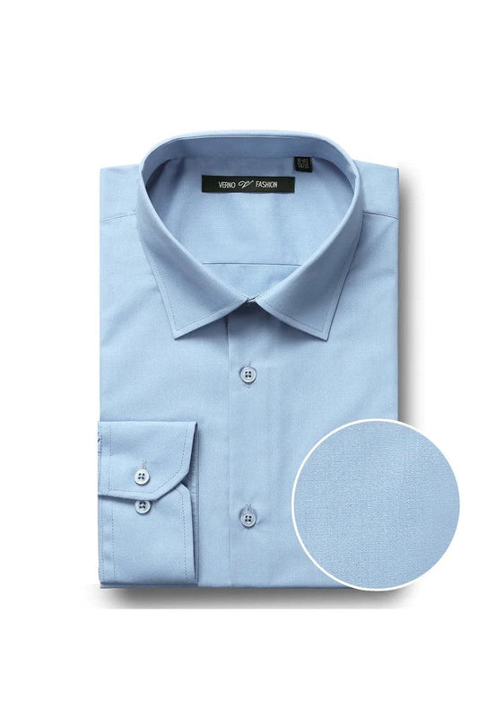 "Elevate Your Prom and Wedding Style: Verno Men's Sky Blue Dress Shirt for a Sophisticated Touch"