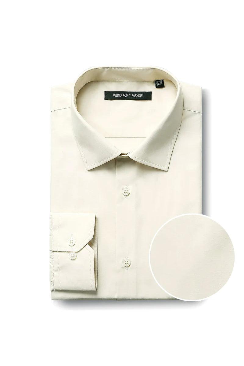 "Crimson Elegance: Verno's Classic Fit Spread Collar Dress Shirt for Prom and Wedding Festivities"