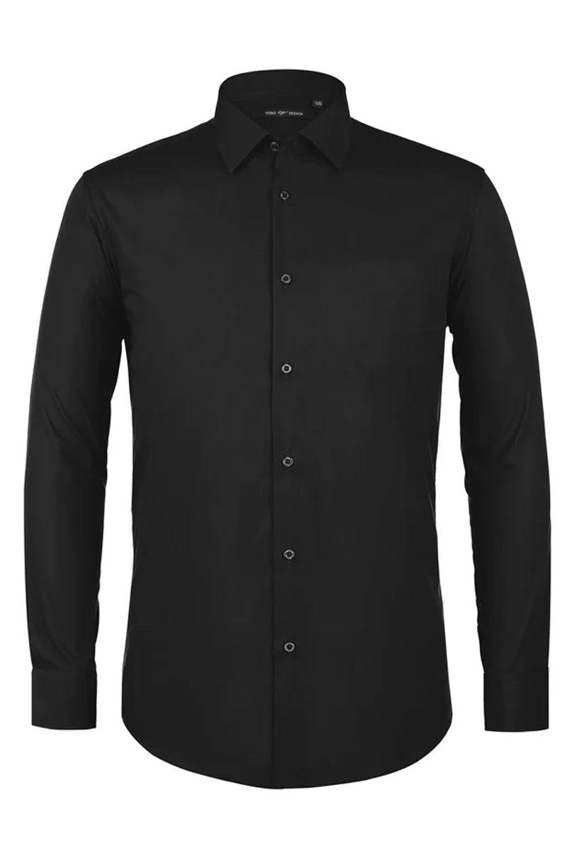 "Sophisticated Elegance: Verno's Classic Spread Collar Dress Shirt for Prom and Wedding Occasions"