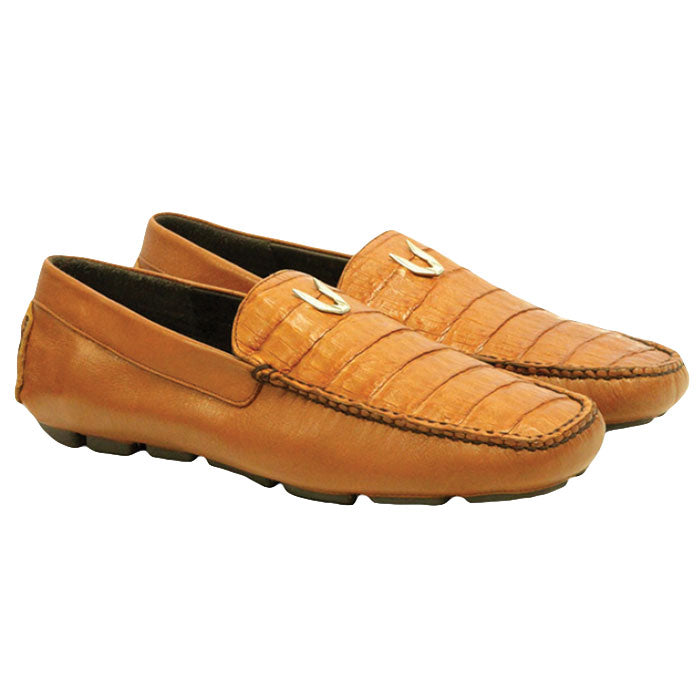 Vestigium Caiman Belly Driving Loafers Cognac