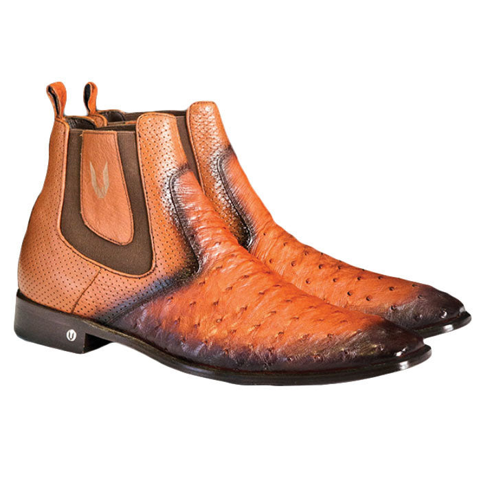 Vestigium Ostrich Chelsea Boots Faded Cognac