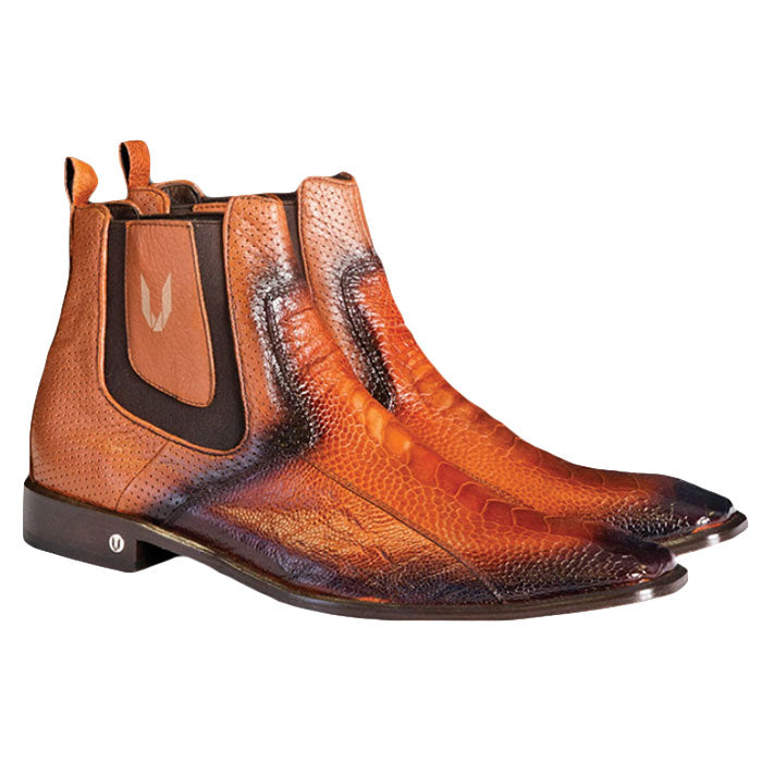 Vestigium Ostrich Leg Chelsea Boots Faded Cognac