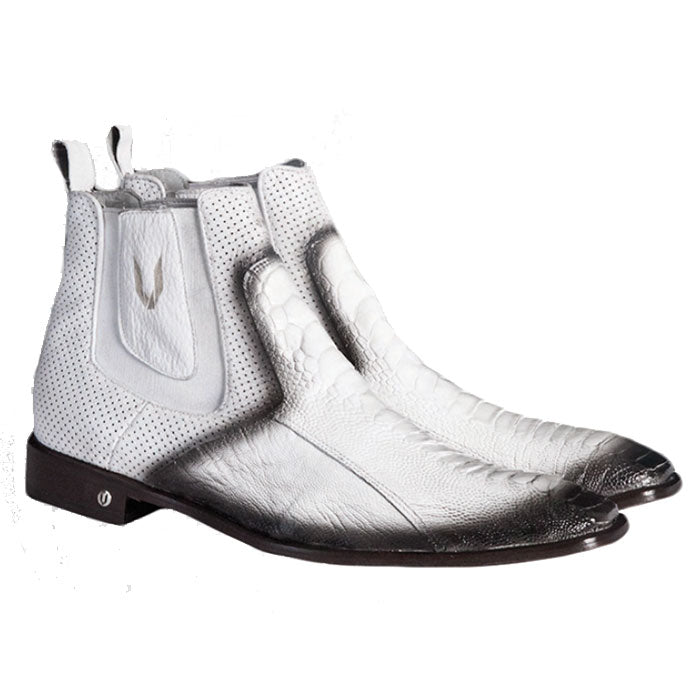 Vestigium Ostrich Leg Chelsea Boots Faded White