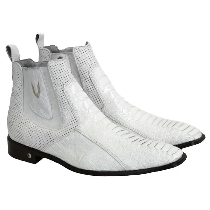 Vestigium Ostrich Leg Chelsea Boots White