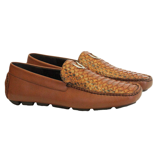 Vestigium Python Driving Loafers Cognac