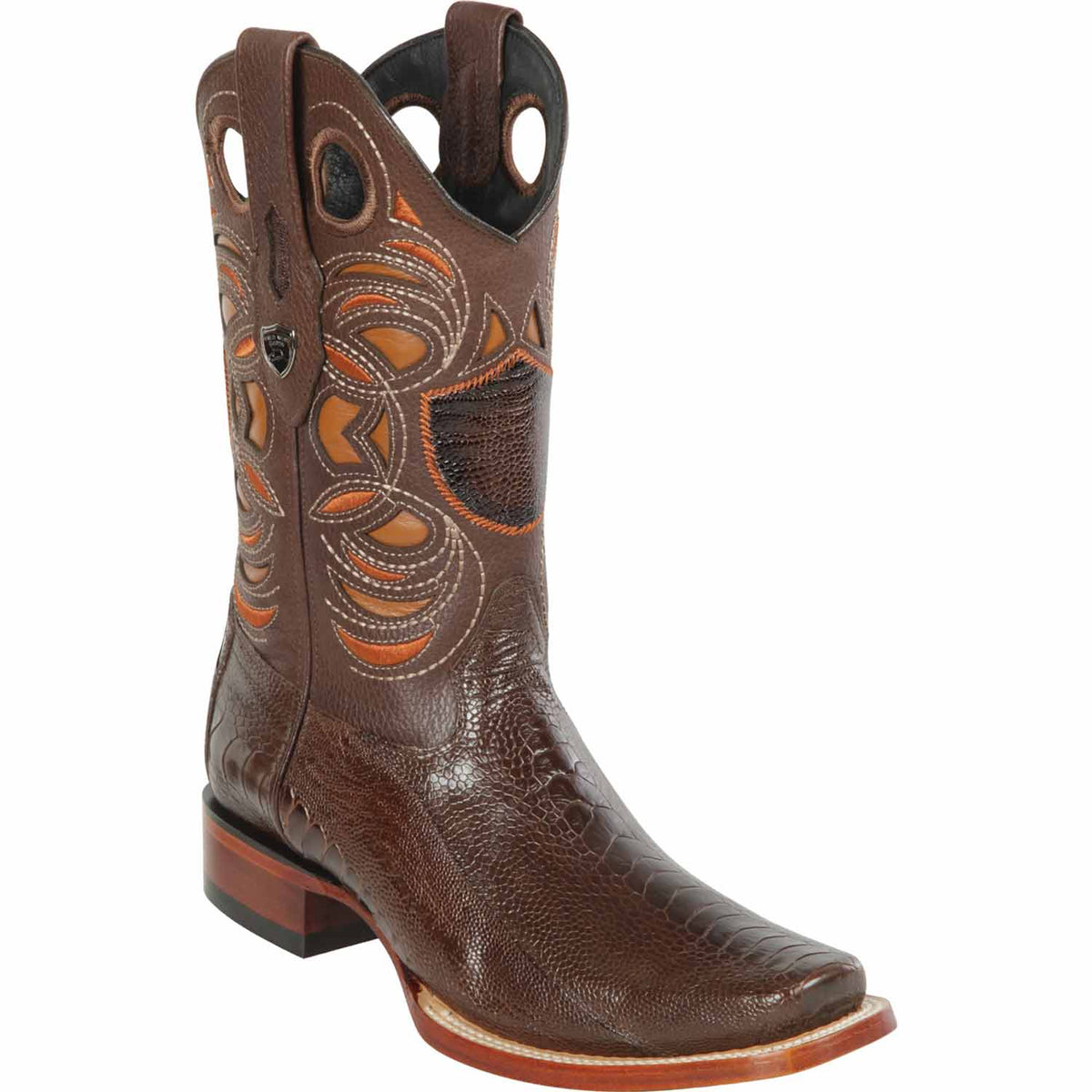 Men's Wild West Ostrich Leg Skin Rodeo Toe Boots 281805