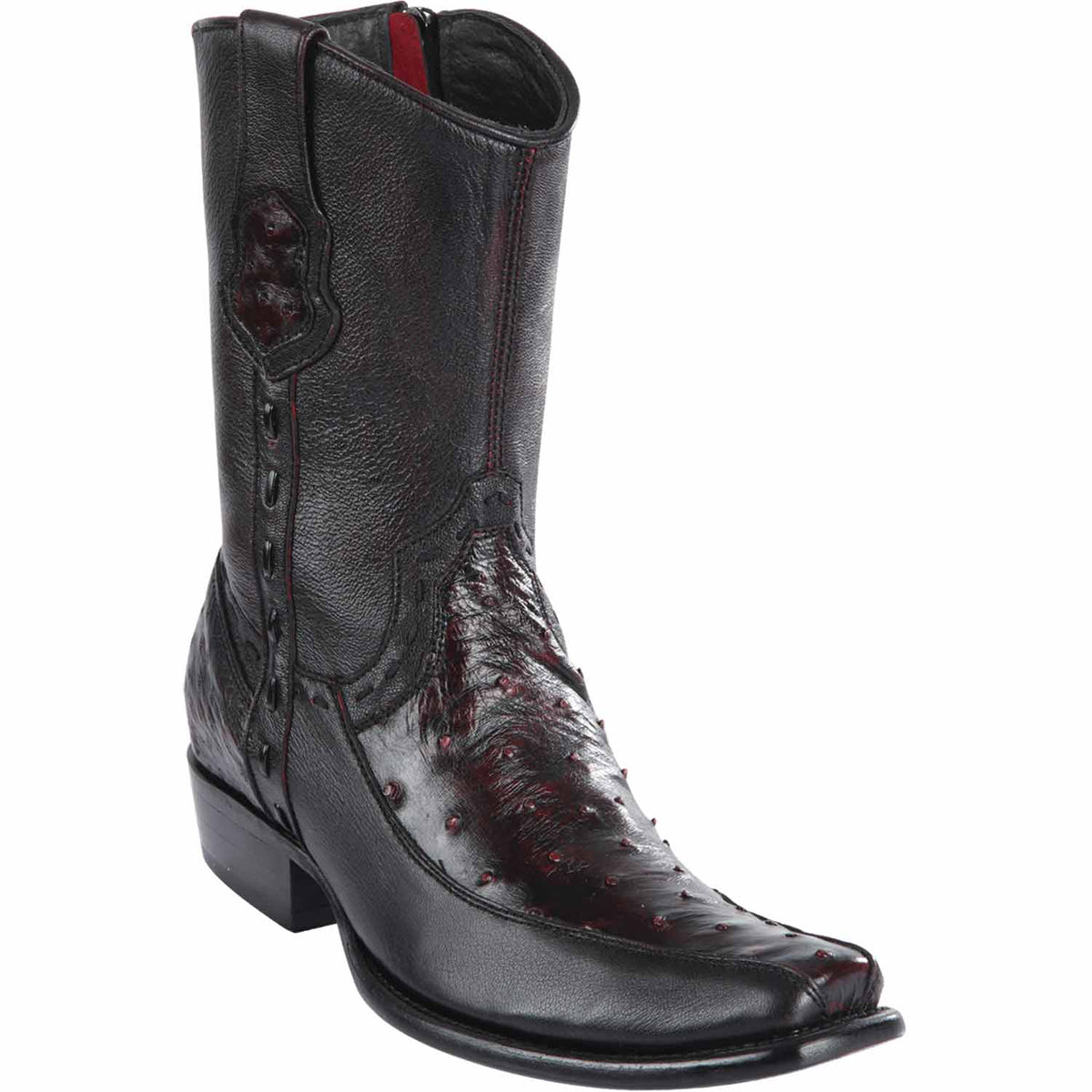 Men's Wild West Ostrich with Deer Dubai Toe Short Boots 279BF03
