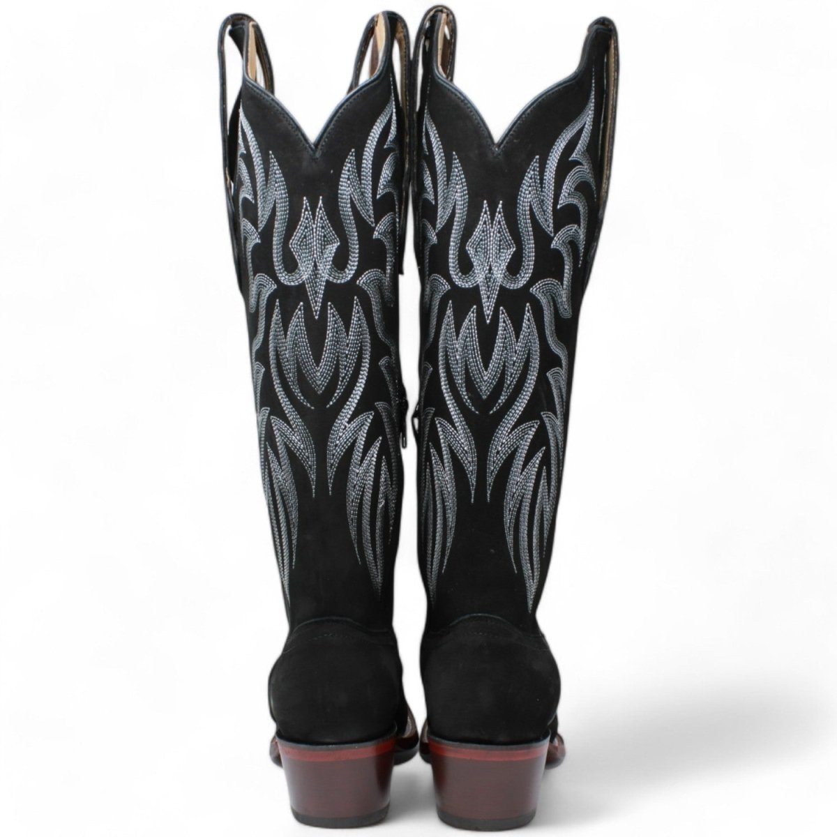 Women's Wild West Snip Toe Suede Leather Boots with Zipper - Black