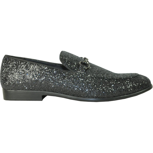 "Black Sequin Prom 2026 Tuxedo Loafer - Modern Men's Glitter Footwear"