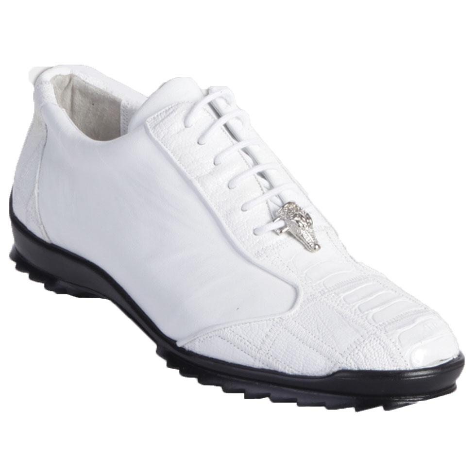 Men’s White Ostrich Leg Leather Sneaker LAB-ZC091928, Exotic Lace-Up Casual Dress Shoes